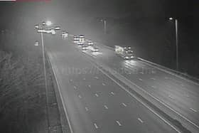 The M1 is closed near Northampton this morning (Tuesday January 31). Photo: Motorway Cameras.