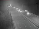 The M1 is closed near Northampton this morning (Tuesday January 31). Photo: Motorway Cameras.