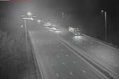 The M1 is closed near Northampton this morning (Tuesday January 31). Photo: Motorway Cameras.