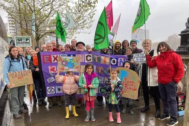 Members of the Extinction Rebellion Warwick District group at The Big One in London last week. Picture supplied.