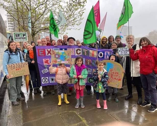 Members of the Extinction Rebellion Warwick District group at The Big One in London last week. Picture supplied.