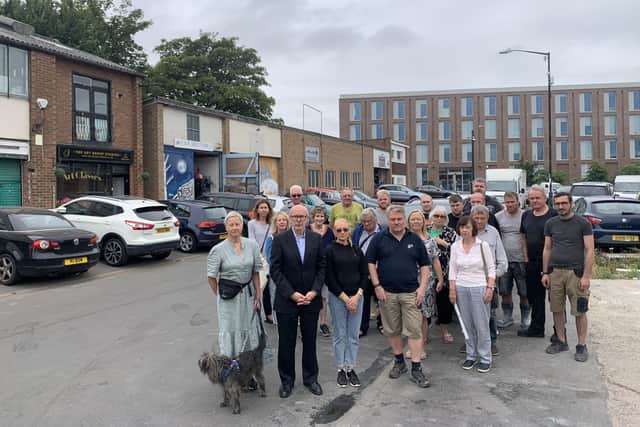 Matt Western has met with concerned traders  to discuss the proposed flat blocks in Althorpe Street, Leamington. Picture submitted.