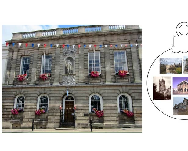 Warwick residents are being invited to help decorate the town’s visitor centre's Christmas tree. This year for the Warwick Visitor Information Centre's Christmas tree, which will be on display in St Mary’s Church for the annual Christmas Tree Festival, the team are looking for help from residents. Left shows the Court House, which is home to the Visitor Information Centre (photo by Warwick Town Council) and right shows a template with some of the town's buildings inside (photo by Visitor Information Centre)