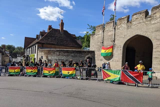 There was great support for the Ghanaian cyclists in both races at the entrance to Warwick Castle today.