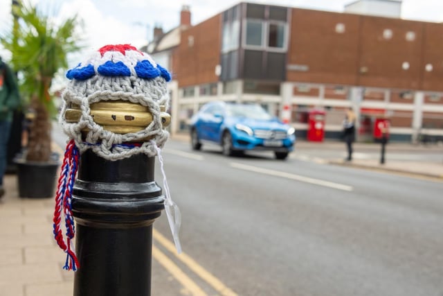 Post boxes and bollards have been decorated in Kenilworth for the Jubilee. Photo by Mike Baker