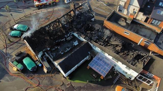 Aerial shot of the fire damage to The Shambles.