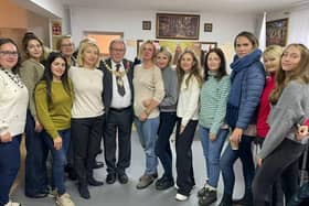 Leamington Mayor Cllr Alan Boad with women from the Polish community in Leamington at the commemorative event. Picture supplied.