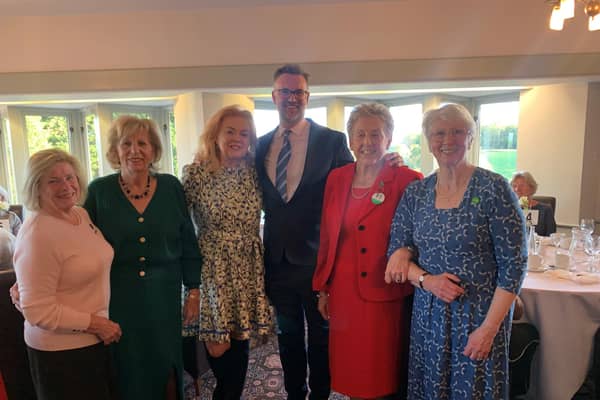 From left to right:  Ann Pitt (Kenilworth Committee), Caroline Evetts (Leamington Spa Committee), Roz Crampton (South Warwickshire Chair), Charles Hanson, Christine Kirkwood (South Warwickshire Treasurer) and Mary Robins (Kenilworth Committee Chair). Picture supplied.