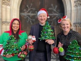 Father Christopher from All Saints’ church, Warwick District Council chair Cllr Mini Mangat and BBC Midlands Today presenter Mary Rhodes will be judging the trees as part of the festival. Picture supplied.