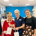 Care home staff deliver festive goodie bags.