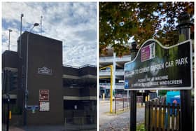 Left shows Linen Street car park in Warwick, which closed in 2021 (photo by Warwick District Council) and right shows Covent Garden car park in Leamington, which closed earlier this year (photo by Mike Baker).
