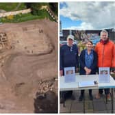 Left: The site of the swimming pool development. Right: Members of the Get it Done Right group collecting signatures for their petition.