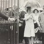 The Queen and Prince Philip at the Queen Elizabeth Gates.