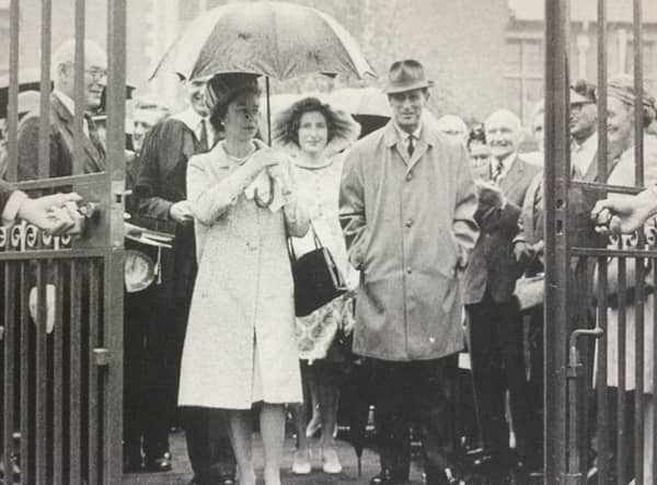 The Queen and Prince Philip at the Queen Elizabeth Gates.