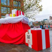 Hungry Horse's giant sack of gifts used to launch the campaign in Manchester city centre. Picture supplied.