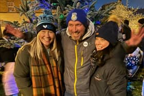 Naomi, Cllr Simon Ward and Our Jay supporter Louise Adkins at the Coton Park Christmas lights switch-on.