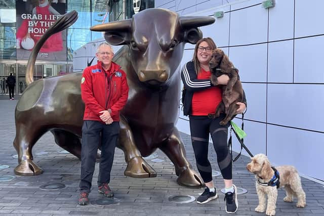 Alex Pearson along with her dogs Archie and Chester walked from the Bull in Birmingham back to the Morrisons store in Leamington along the Grand Union Canal. She was also joined by Ian Malins, who is the chair of Warwickshire Search and Rescue. Photo supplied
