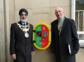 Earlier in December, the Mayor of Warwick, Cllr Parminder Birdi and Warwick Rotary Club President Keith Talbot viewed a new two-tone door replacement door, which makes it clear that a Bleed Control Kit is available should anyone nearby suffer a catastrophic injury.   Photo supplied