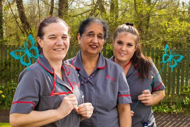 Nursing Assistants at Coventry Myton Hospice with the limited edition butterflies. Photo supplied