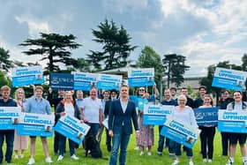 James Uffindell (centre), with supporters at his campaign launch on Saturday.