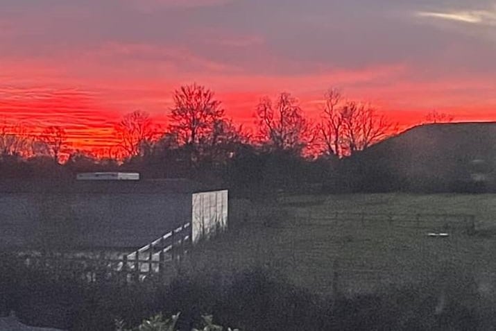The beautiful sunset over the Rugby area on Sunday February 5, taken by Faith Archer