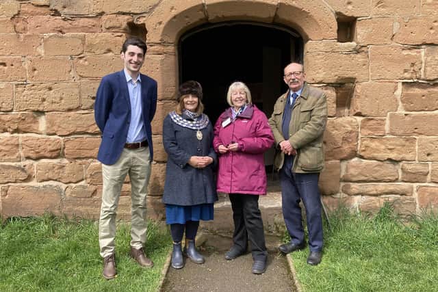 From left to right: George Evans-Hulme, Cllr Alix Dearing, Jan Cooper and Tony Shakespeare in front of the Abbey Museum