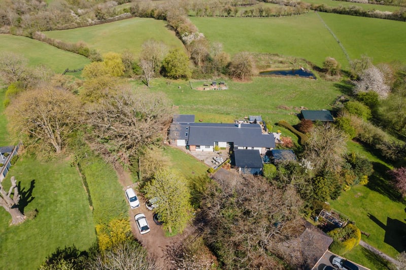 An aerial view of the property. Photo by  DM & Co. Homes