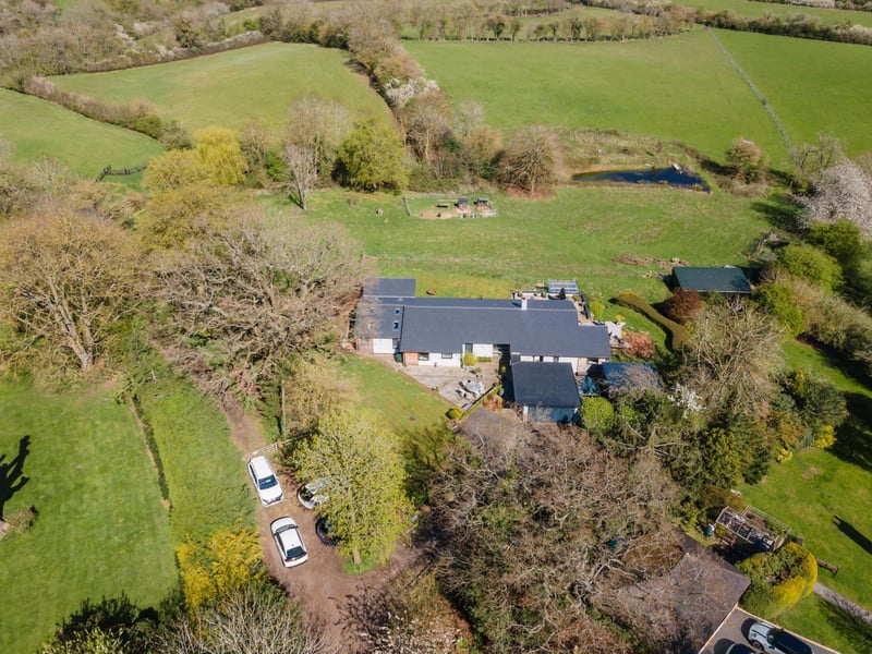An aerial view of the property. Photo by  DM & Co. Homes