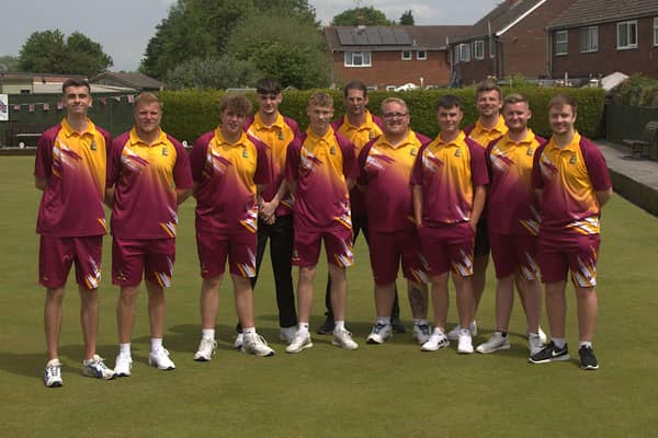 The White Rose squad -  from l to r: Mark Smith, Luke Horne, Aiden Maries, Josh Hancock (reserve), Sam Shuttleworth, Neil Hancock (manager), Jordan Ward, Tom Wheeler, Adam Smith (assistant manager), Ewan Mason and Dan Ellicott.