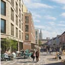 An artist's impression of how Rugby town centre could look in the future.