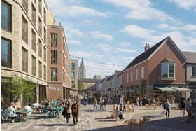 An artist's impression of how Rugby town centre could look in the future.