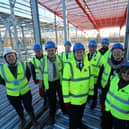 Pictured at the site of the new Castle Farm Leisure centre from left to right Robert Johnstone (Kier), Councillor Richard Hales (WDC Kenilworth Abbey & Arden), Douglas Faulconbridge (Kenilworth Scouts), Padraig Herlihy (WDC Project Manager), Sir Jeremy Wright MP, Councillor Andrew Day (WDC Leader), Gareth Wagg (Everyone Active), Councillor Samantha Louden-Cooke (Mayor of Kenilworth), Wynn Fitchett (Kenilworth Guides). Picture supplied.