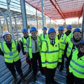 Pictured at the site of the new Castle Farm Leisure centre from left to right Robert Johnstone (Kier), Councillor Richard Hales (WDC Kenilworth Abbey & Arden), Douglas Faulconbridge (Kenilworth Scouts), Padraig Herlihy (WDC Project Manager), Sir Jeremy Wright MP, Councillor Andrew Day (WDC Leader), Gareth Wagg (Everyone Active), Councillor Samantha Louden-Cooke (Mayor of Kenilworth), Wynn Fitchett (Kenilworth Guides). Picture supplied.