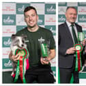 Left shows Selfie with Martin Reid and right shows Naarah Cuddy her Border Collie Runbye Goin Bananas (Banana for short) and Steve Reid Secretary of State for Environment, Food and Rural Affairs. Credit The Royal Kennel Club and Beat Media