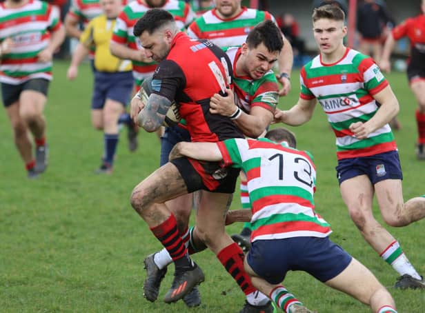 Lee Lightowler in action for Newbold on Avon during their final-day loss to Lutterworth. Picture by Steve Smith