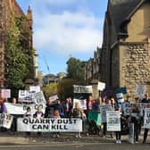 Barford villagers at St John's College in Oxford protesting against the college's plans to use land near the village as a quarry. Picture supplied.