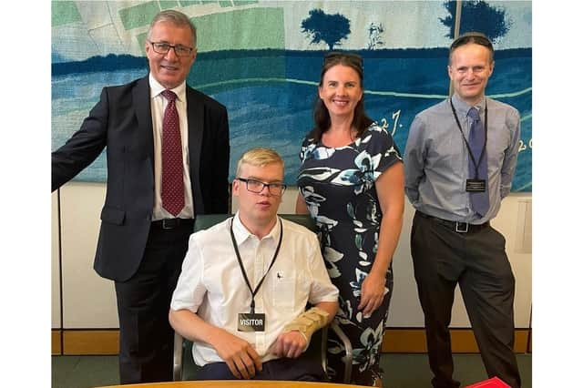 Mark Pawsey MP and Oliver Dibsdale with Trudy Harrison MP, Parliamentary Under Secretary of State at the Department for Transport