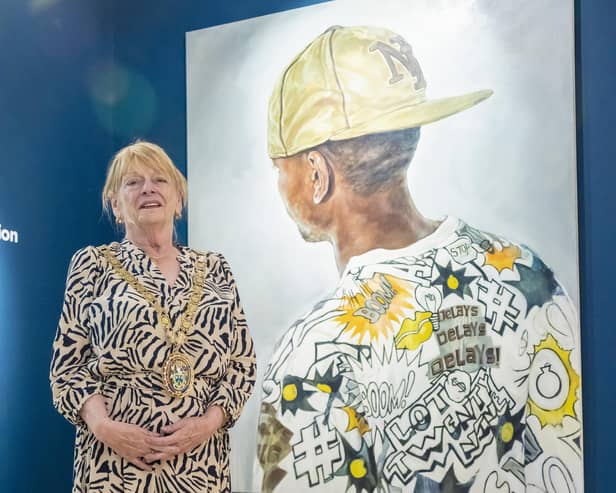 The Mayor of Rugby, Cllr Barbara Brown, unveiled the latest acquisition for The Rugby Collection during Rugby Art Gallery and Museum's Big Birthday Bash