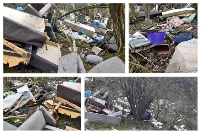 Criminals have created a huge fly-tipping site near Rugby