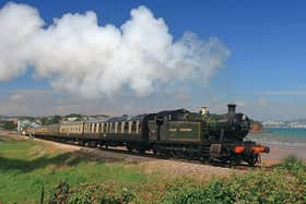 Making tracks ... tank engine Goliath hauls a train on the Dartmouth Steam Railway