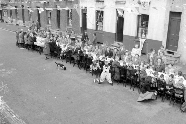 Althorpe Street party for Elizabeth II Coronation, Leamington, June 1953 (from the Our Warwickshire website)