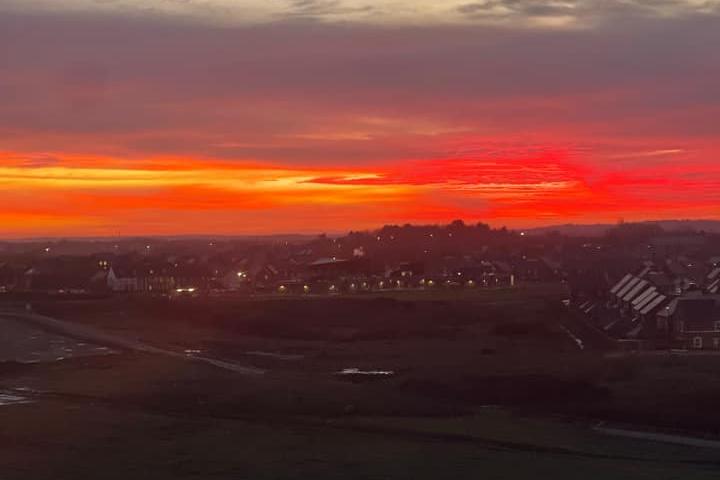 The beautiful sunset over the Rugby area on Sunday February 5, taken by Rebecca