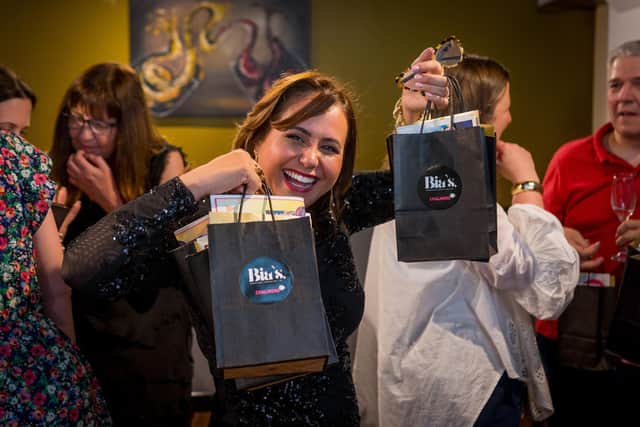 Bianca with some of the goodie bags.