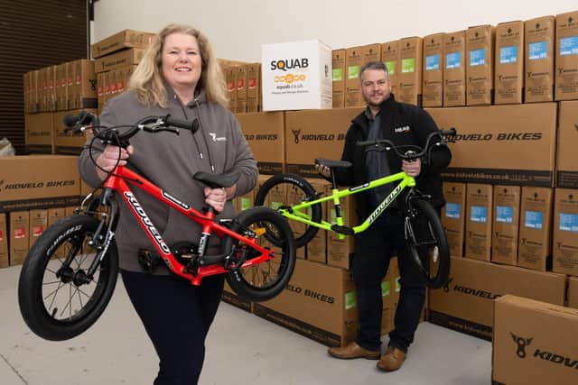 Caption: Karen Wood, of Kidvelo, with Andrew Kay, of Squab. Picture supplied.