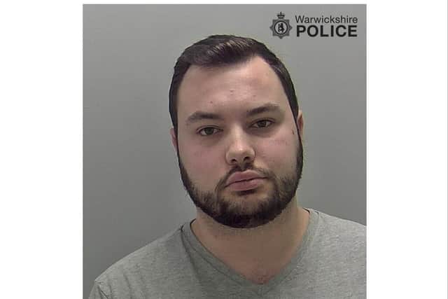 Bradley Warner, 26, of Warwick Road, Kenilworth was jailed for 26 months following an investigation by the South Warwickshire Police Sex Offender Management Unit (SOMU). Photo supplied by Warwickshire Police
