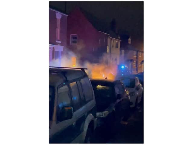 A car crashed into several cars in a residential street in Warwick. Photo by Nicholas Goode