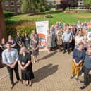 Edward Allard, Cadent’s Social Programmes Manager, and Jackie Holcroft, WRCC’s Warm Hubs Project Manager (front left) with some of the 120 attendees at the Warm Hubs Workshop, Warwick University (Wellesbourne campus). Photo supplied