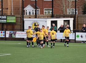 Warwick celebrate Callum Rudd's opener.