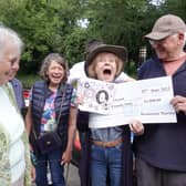 Prunella Scales celebrates her 90th birthday at the rally.