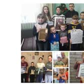 Children in Ukraine receiving their gifts from the Christmas appeal by the Leamington Polish Centre and KQ Euro Car Parts.